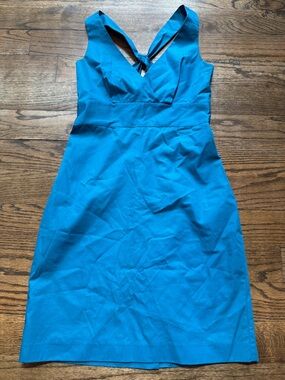 J.Crew Teal Blue Tie Back Dress Size 2 Sleeveless V-Neck Fit & Flare